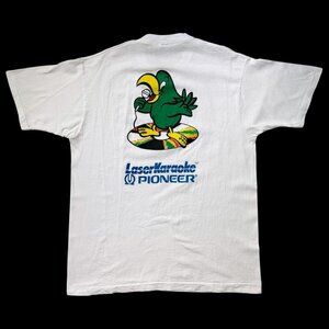 90s vintage Pioneer Laser Karaoke t-shirt single stitch bird. cartoon tech.